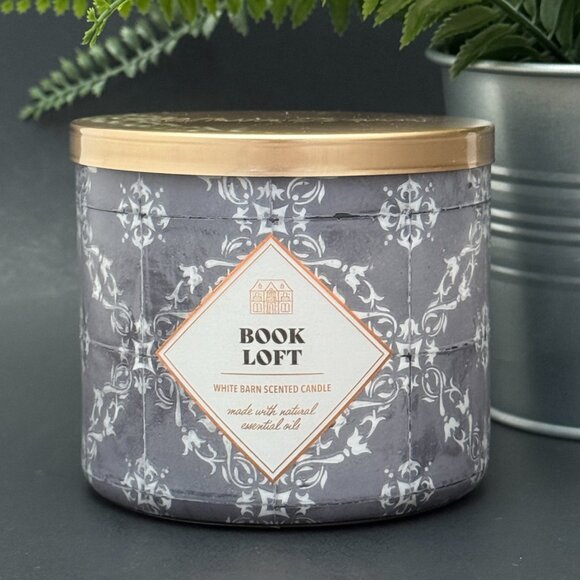 BBW Book Loft White Barn Bath & Body Works 3 Wick Candle - Picture 1 of 10